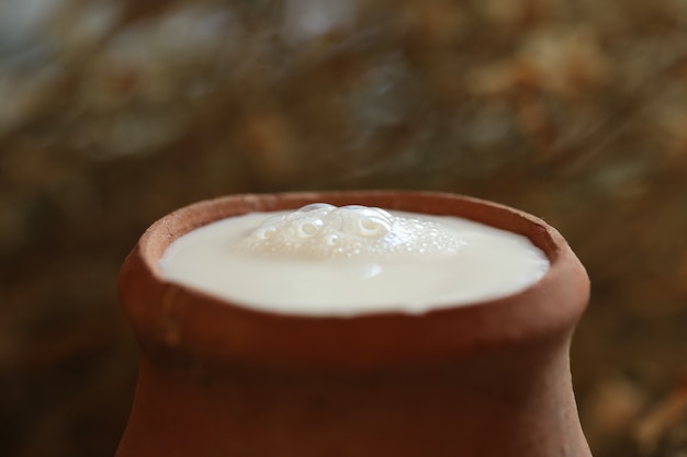 Старый глиняный кувшин молока пищевой белок здоровья