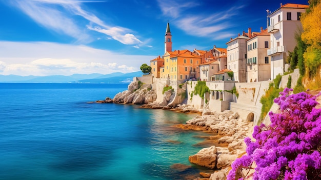 Old coastal Piran town Wonderful outdoor scene