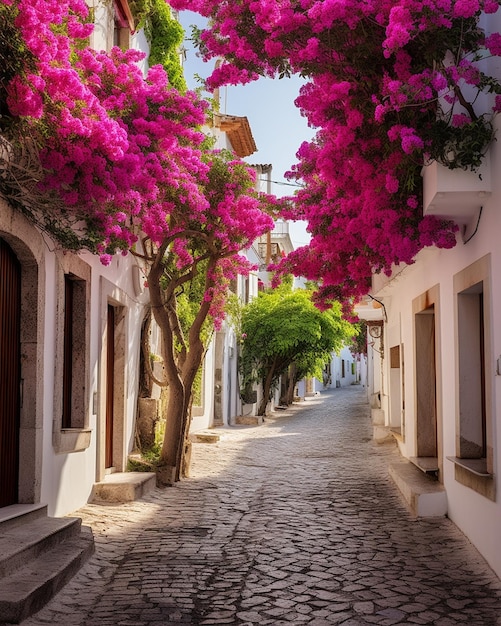 Photo old cobblestone street in mercado