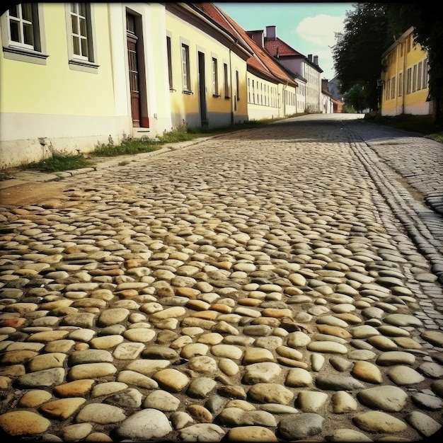 Foto vecchia strada di ciottoli in una città vecchia