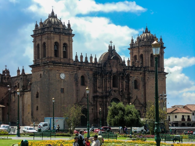 An old colonial church in the middle of a city center