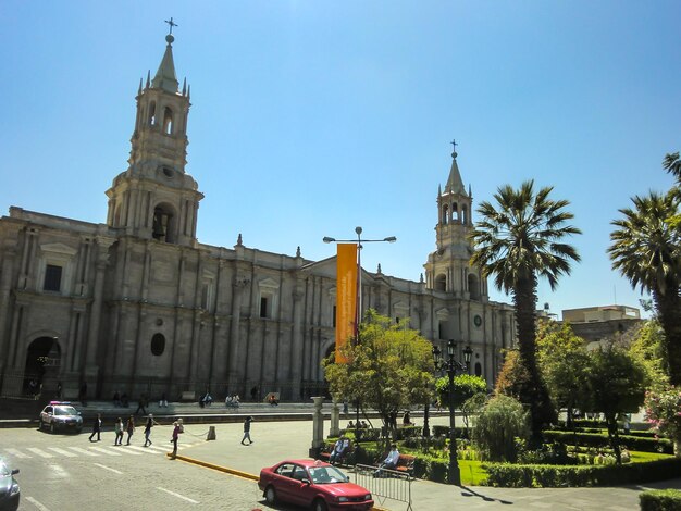 An old colonial church in the middle of a city center