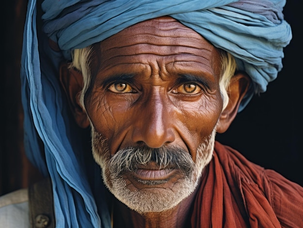 Portrait of a man with blue eyes in Guwahati, India.