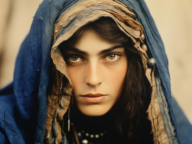 Photo old colored photograph of arabian woman from early 1900s
