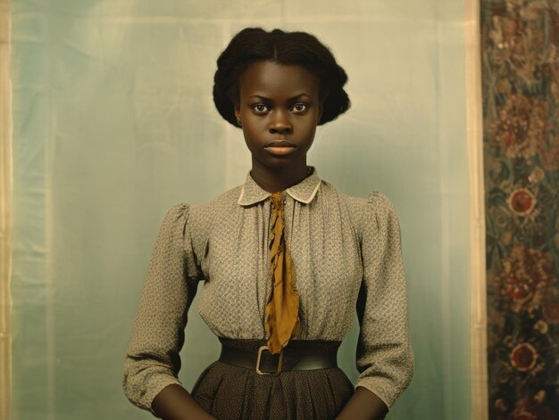 Old colored photograph of a black woman from the early 1900s