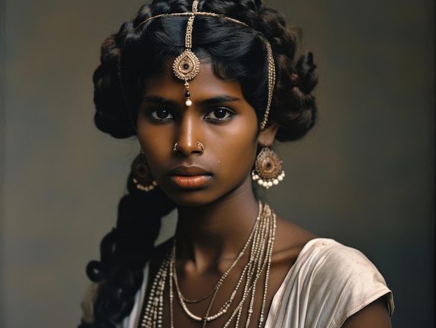 1900 年代初頭のインド女性の古いカラー写真