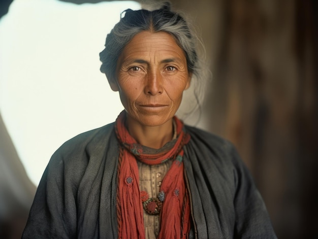 Vecchia fotografia a colori di una donna messicana dei primi del '900