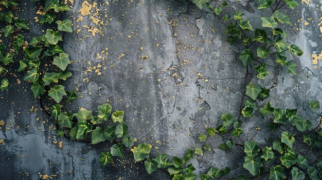 Old concrete wall with green plants