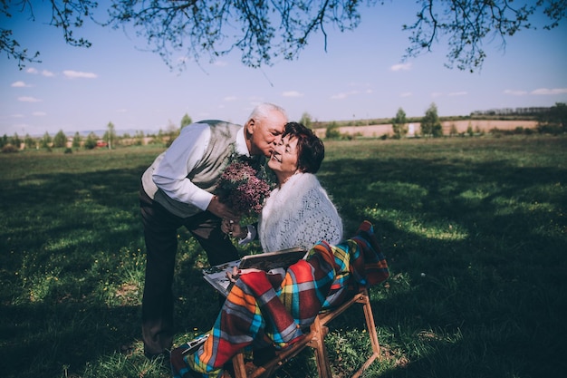 Old couple in garden