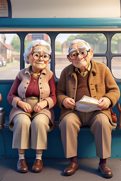 old couple kissing on the bus