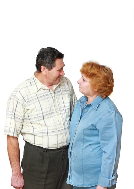 Photo old couple, pensioners. isolated over white