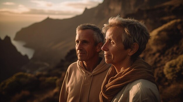 old couple travelling scene couple in love