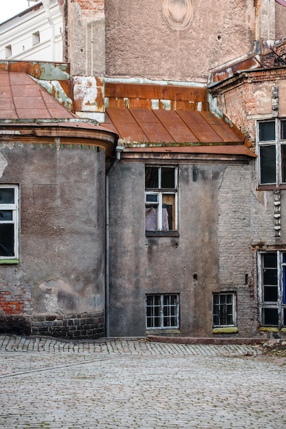 Old courtyard with vintage buildings