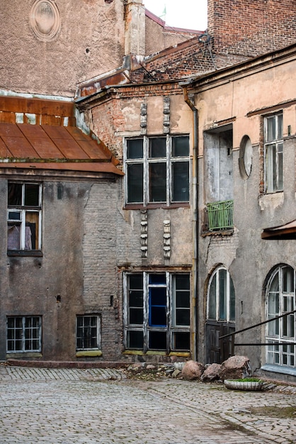 Old courtyard with vintage buildings