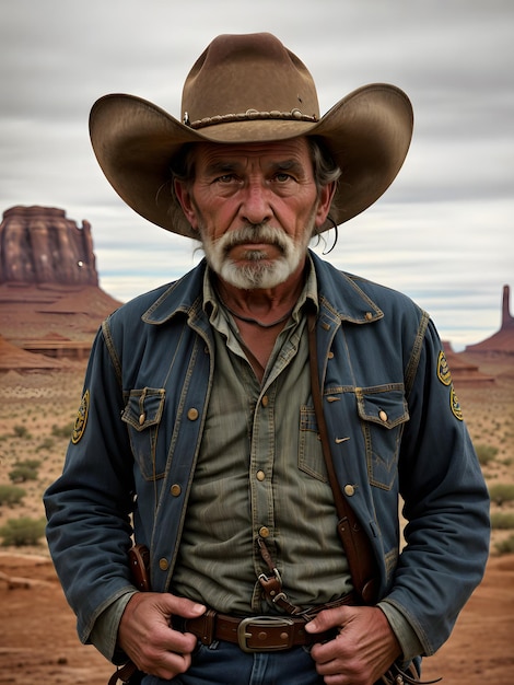 Photo old cowboy in the american west ai generated