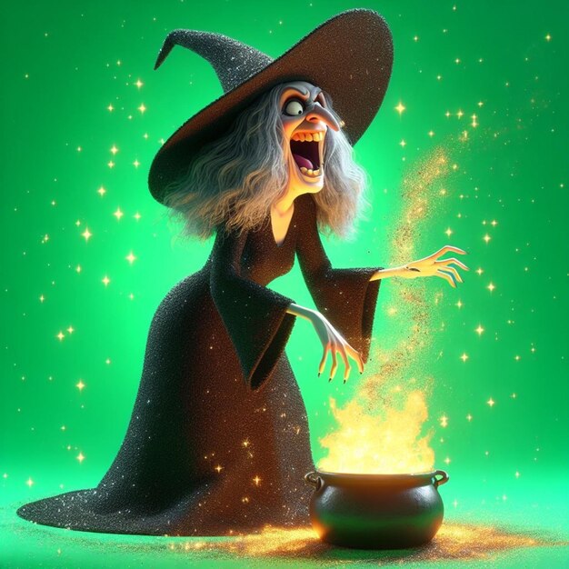 Photo old cruel witch doing black magic