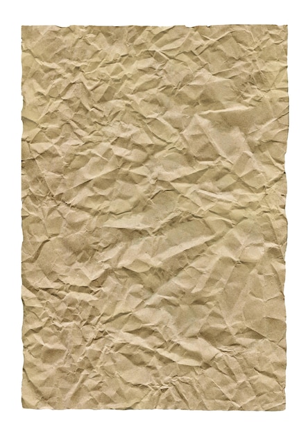 Old crumpled paper isolated on white background