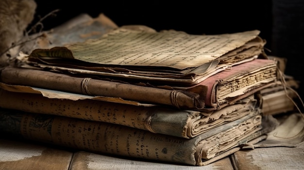 Старые поврежденные книги или исторические свитки, написанные в средние века или ранее.