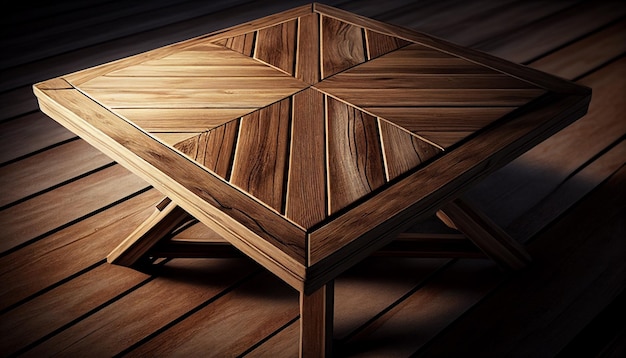 Старый темный деревянный стол из досок Generative AI
