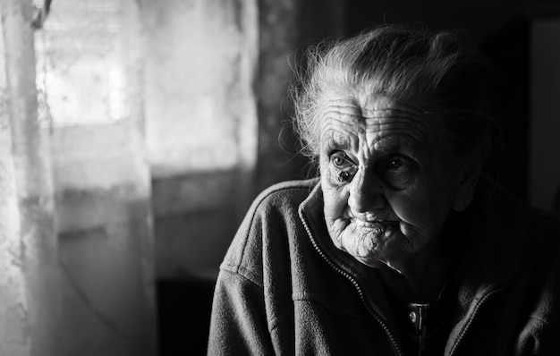 Old depressed woman