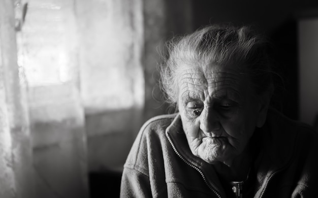 Old depressed woman