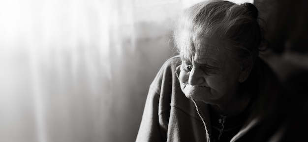 Old depressed woman