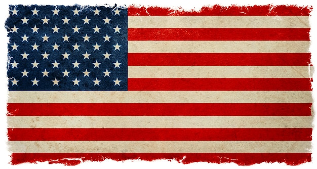 Old designed vintage american flag. Grunge banner background election results