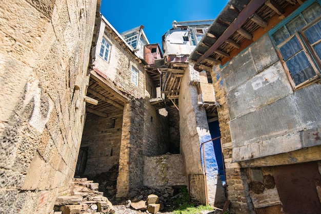 Photo old destroyed housing abandoned by refugees