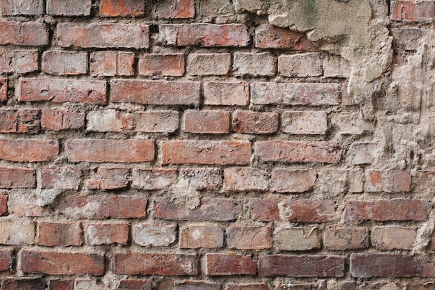 Photo old destroyed red brick wall background texture