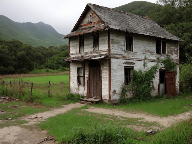 An old dilapidated house Dramatic landscape