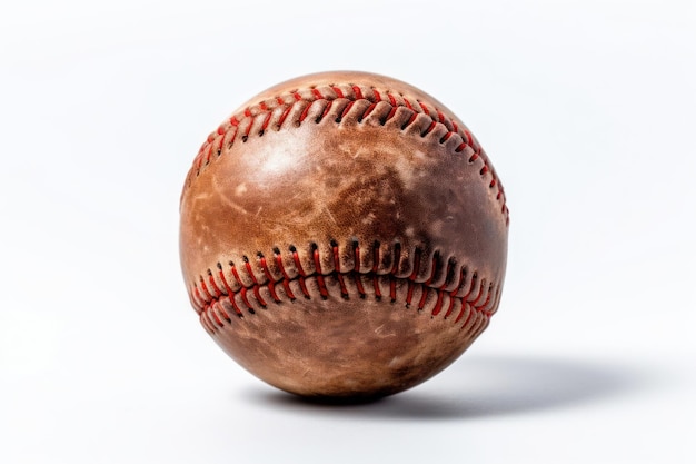 Old dirty baseball ball on a white background