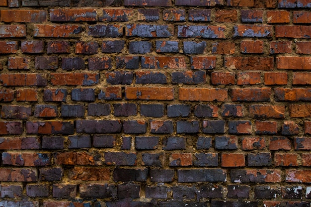 Old dirty brick wall close up