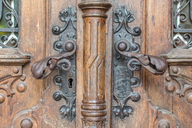 Old door handles on old doors