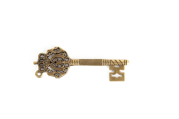 Old door key with beautiful ornate