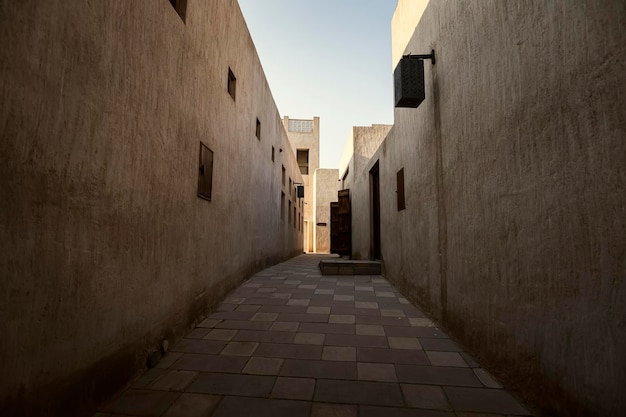 old dubai traditional arabic streets in historical al fahidi district al bastakiya dubai united arab emirates