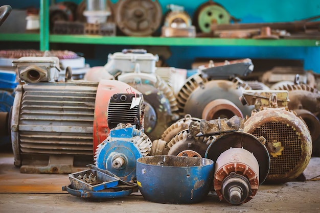 Old electric motors from industrial machinesmany disassembled\
retro engines