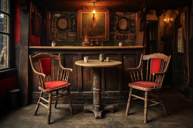 Photo old empty chairs stand at the bar in an old