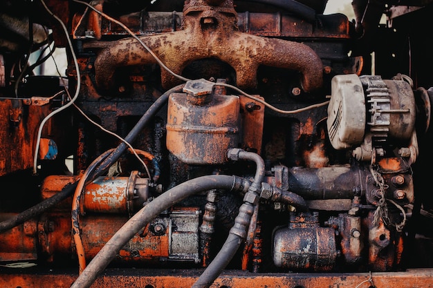 Foto vecchio primo piano del motore