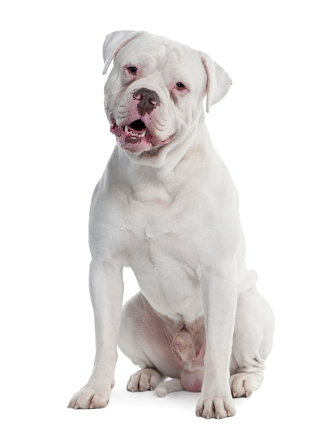 Old english Bulldog with 2 years old. Dog portrait isolated
