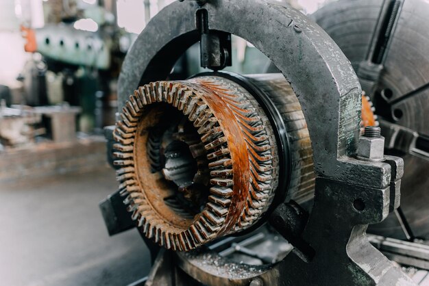 Old equipment machines tools in a rustic style in an abandoned mechanical factory