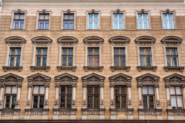 Old European Windows on Building Facade