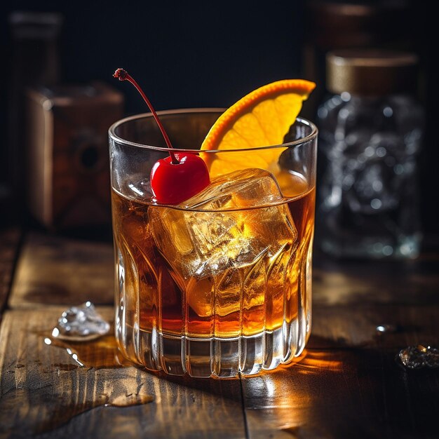 Photo old fashioned cocktail