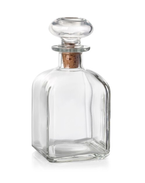 Old fashioned glass bottle with cork stopper