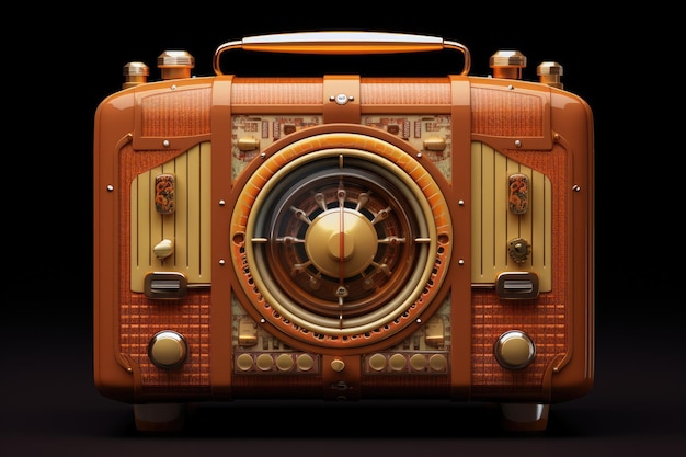 old fashioned radio on a black background