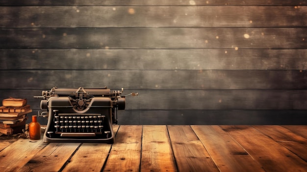 An old fashioned typewriter sitting on top of a wooden table Generative AI