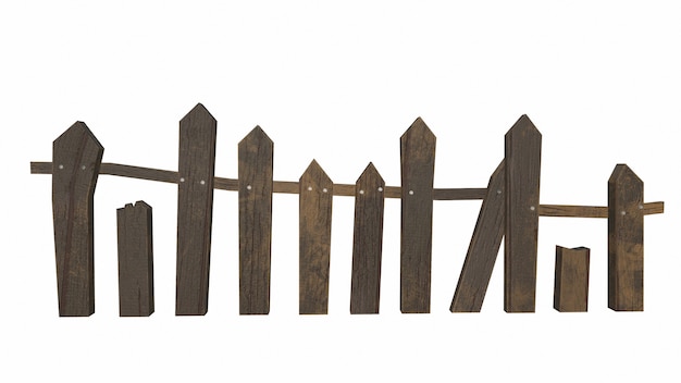 Old fence on the white background 3d-rendering.