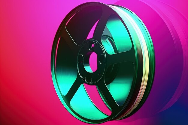 Old film reel 80s and 90s retro style colorful background digital illustration Generative AI