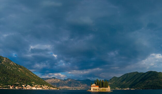 The old fishing town of perast on the shore of kotor bay