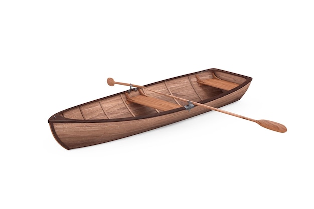 old fishing wooden boat 3d rendering