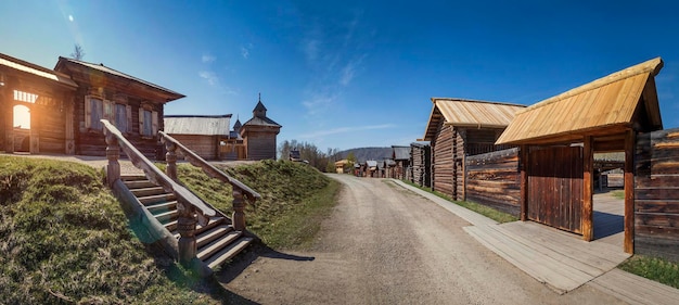 Old fort in the "Taltsy" Irkutsk Architectural and Ethnographic Museum Russia.